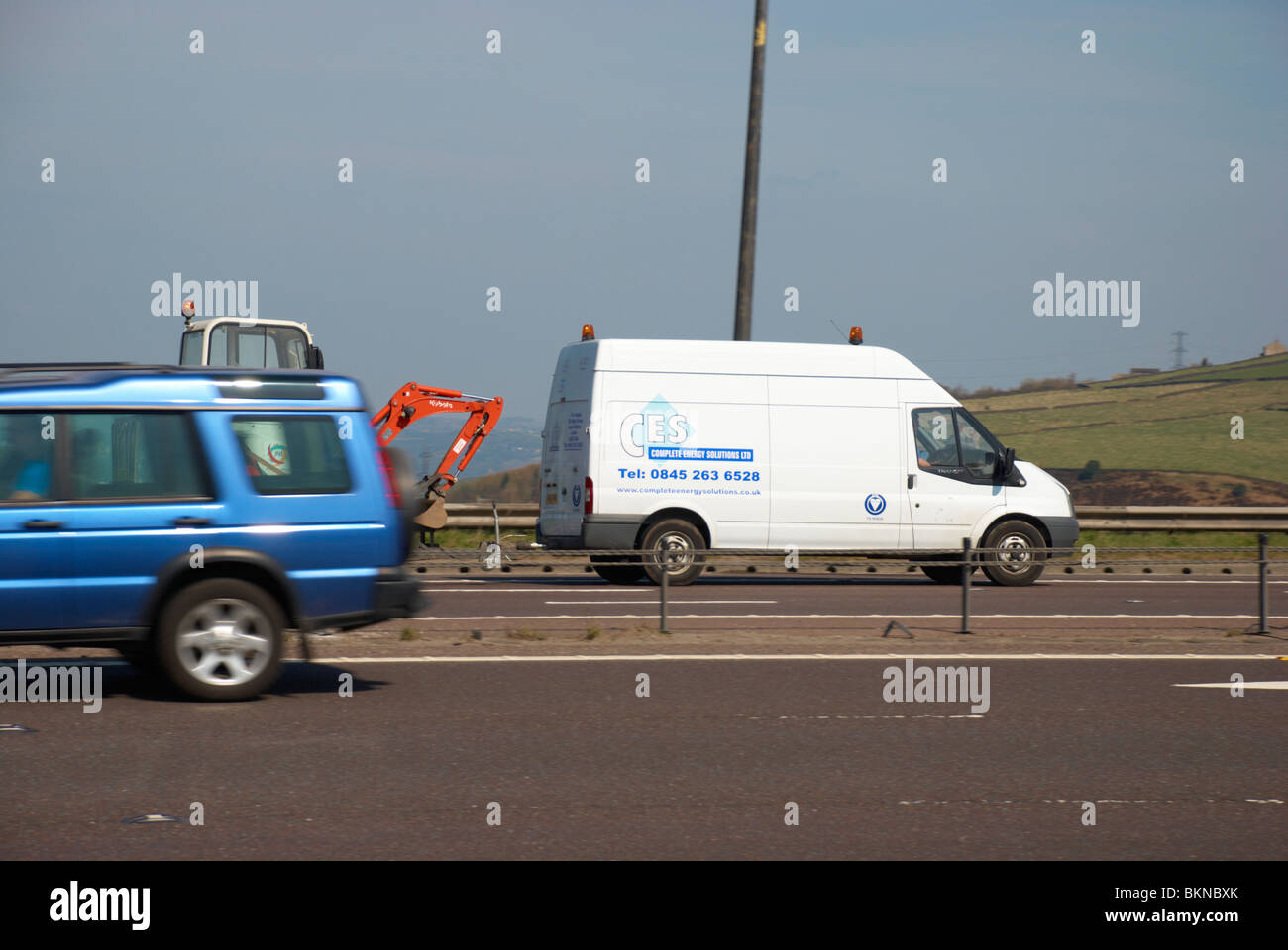 Van on the M62 motorway Stock Photo