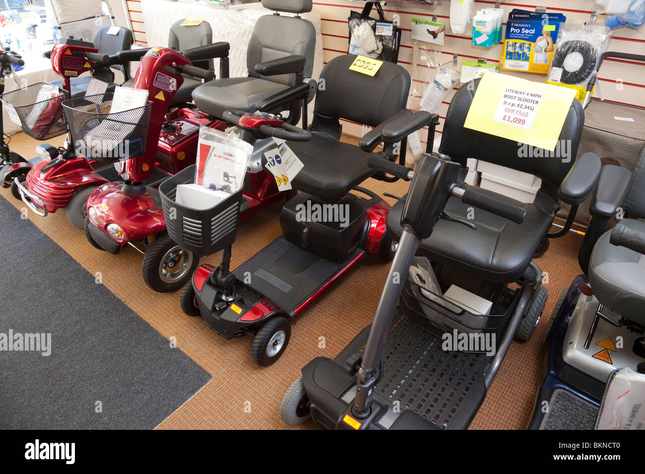 mobility buggies / scooters for old and disabled people Stock Photo