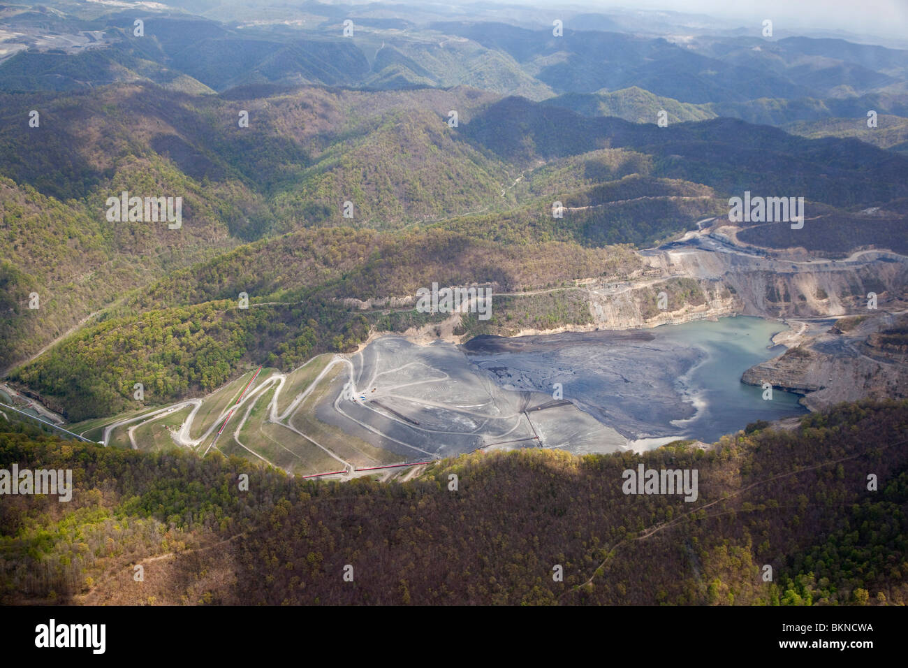 Aerial View of Massey Energy's Brushy Fork Coal Sludge Impoundment Stock Photo