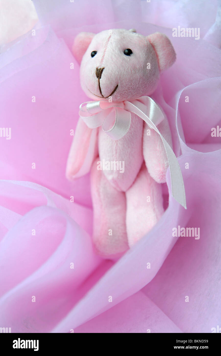 A cute pink plush mouse decorations Stock Photo