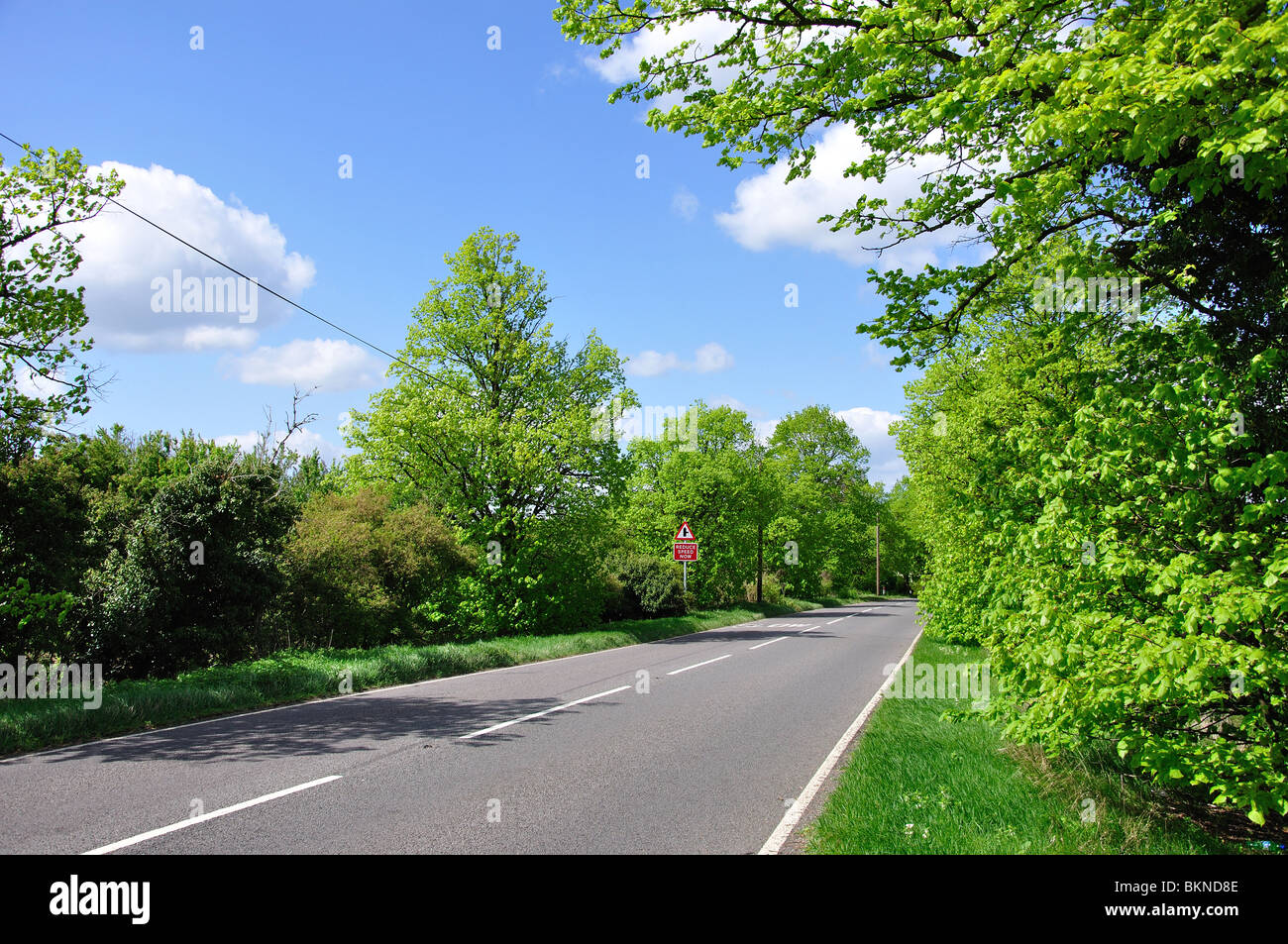 Quiet road near Sandy, Bedfordshire, England, United Kingdom Stock Photo