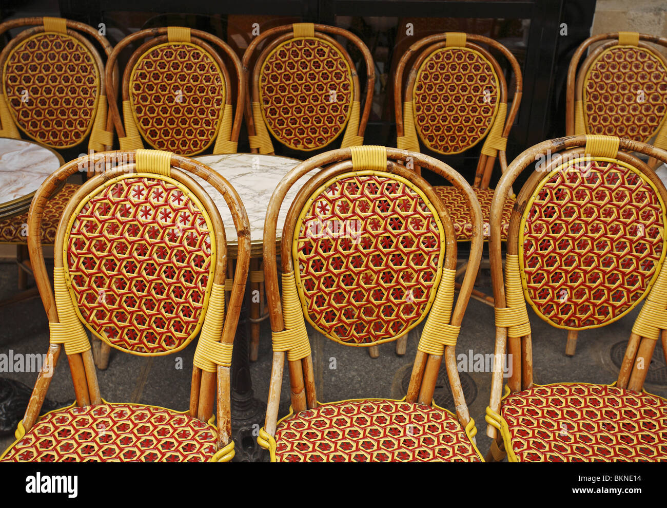 chairs in outdoor Parisian cafe Stock Photo Alamy
