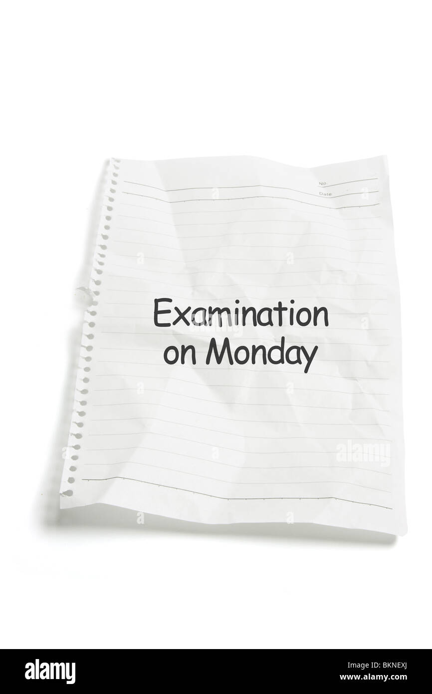 Examination Reminder Message Stock Photo Alamy