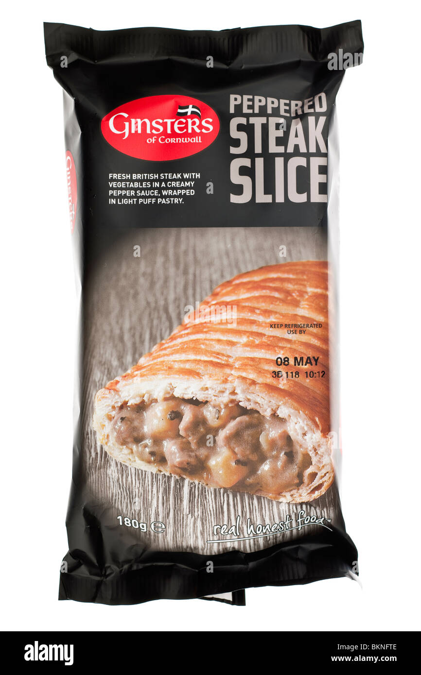 180 gram Ginsters Peppered steak slice Stock Photo