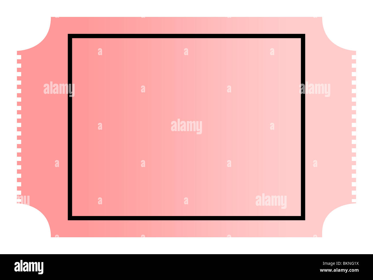 Blank gradient pink cinema or movie ticket with copy space, isolated on ...