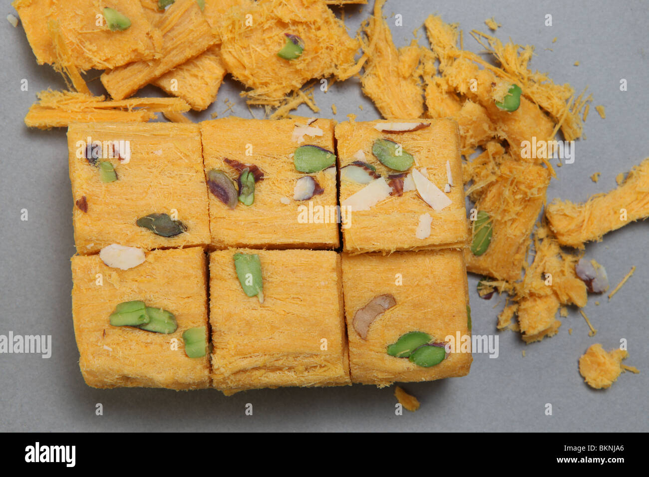 sona papdi,an indian sweet made of ghee,sugar and flour Stock Photo