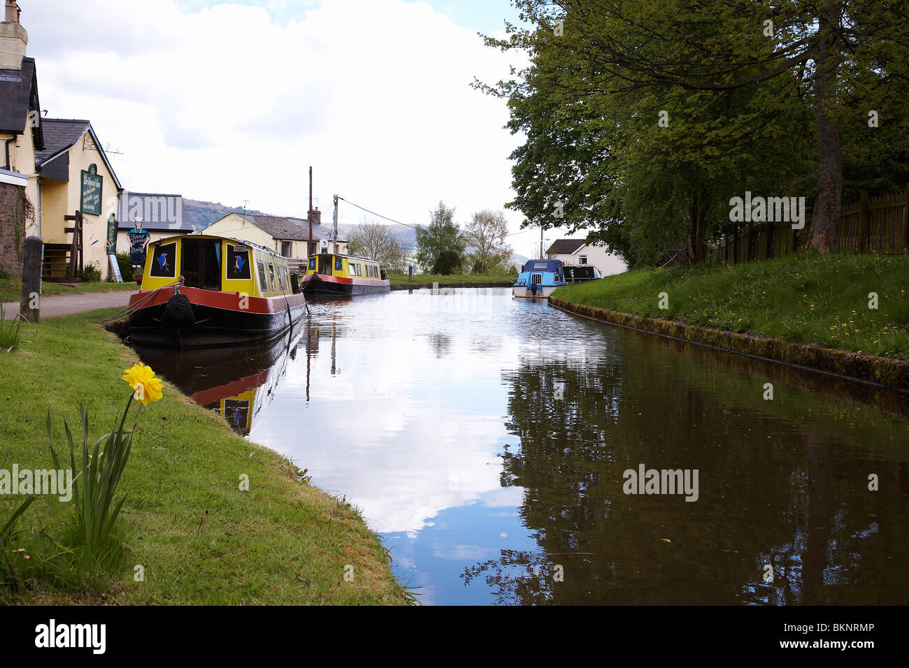 Narrowboats on the Monmouthshire & Brecon Canal at Gilwern South Wales