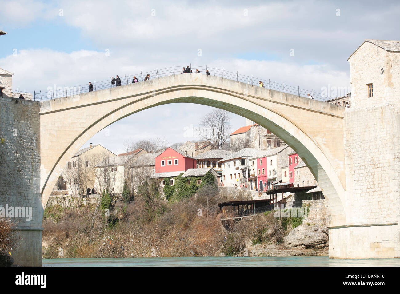 OLD BRIDGE OVER NERETVA RIVER SARAJEVO BOSNIA & HERZEGOVINA MOSTAR BOSNIA & HERZEGOVINA 14 March 2010 Stock Photo