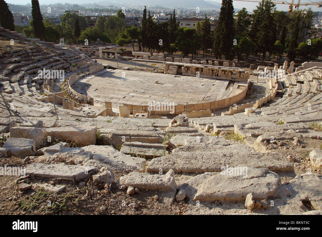 Greek Art. The Theatre of Dionysus. Built at he foot of the Acropolis.( V B.C.). Athens. Greece. Europe. Stock Photo