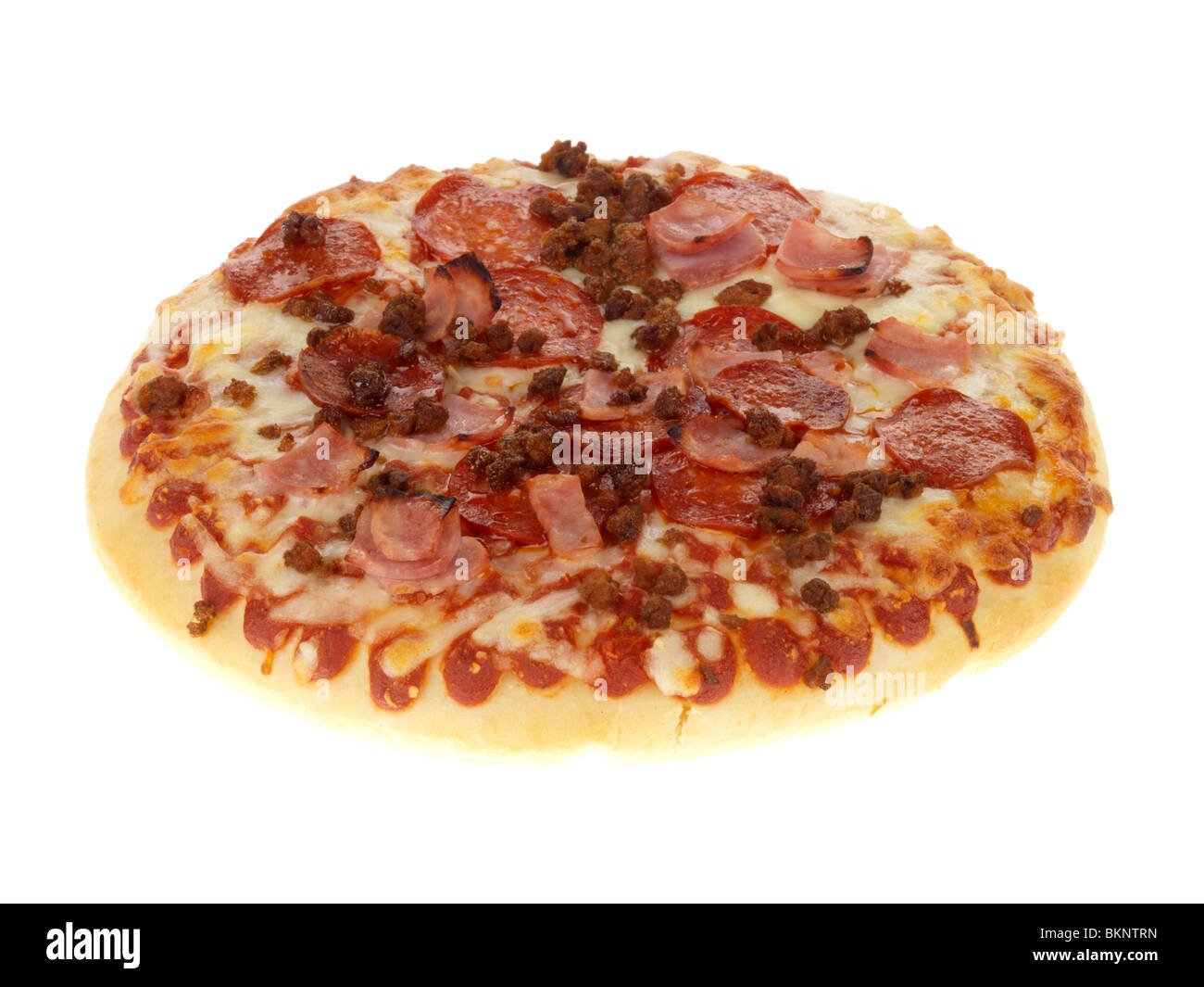 Deep Pan Meat Feast Pizza Stock Photo Alamy