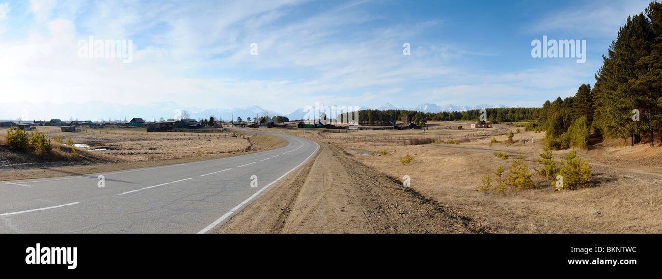 Russia, Buryatiya, Tunka Valley, Siberia, Panorama Stock Photo