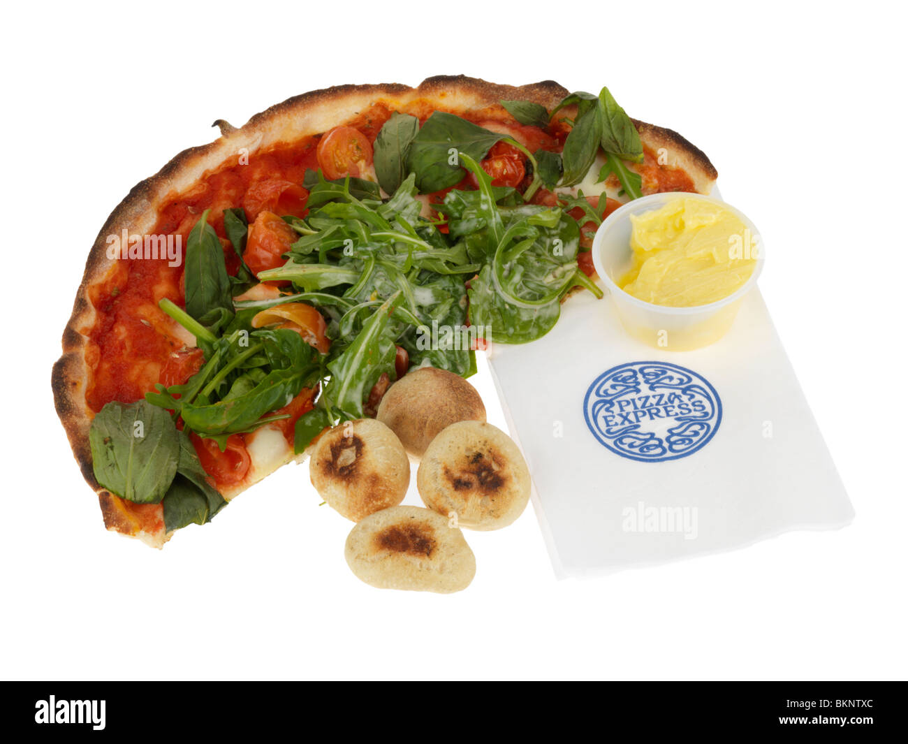 Pizza with Garlic Dough Balls Stock Photo