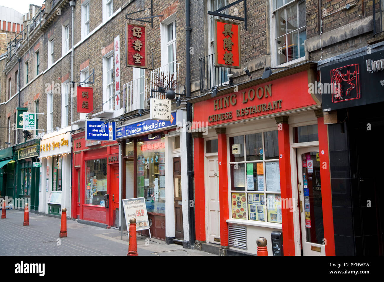 Chinese restaurants and shops, Chinatown, Soho, London, England Stock Photo