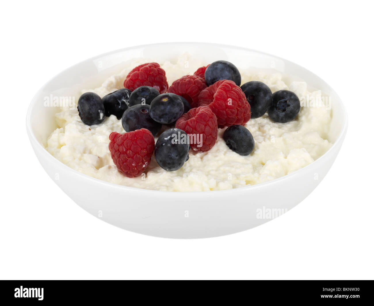 Cottage Cheese with Mixed Berries Stock Photo