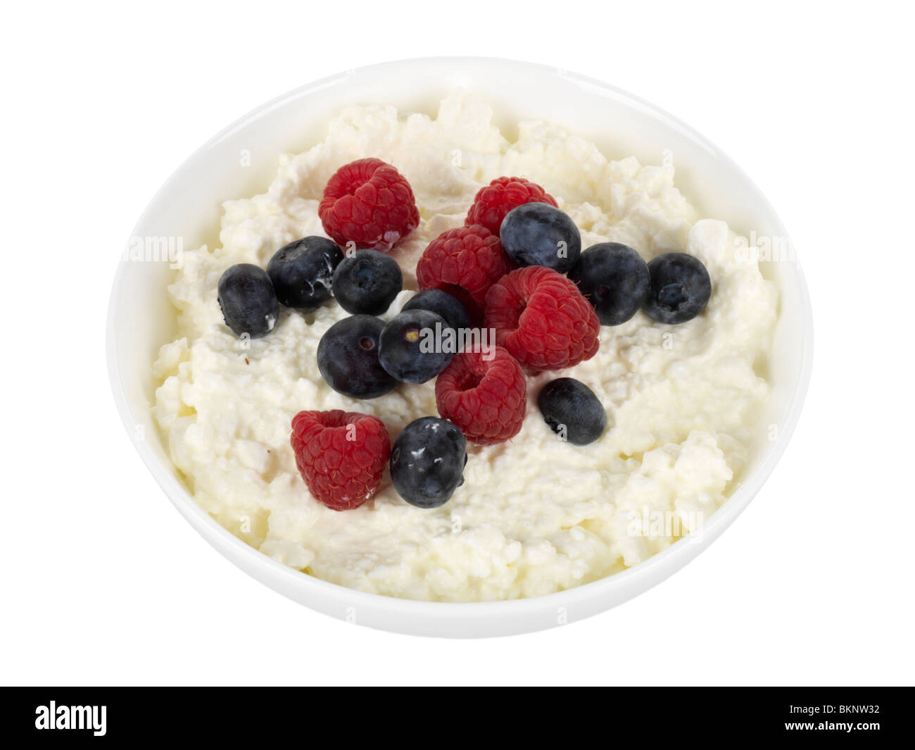 Cottage Cheese with Mixed Berries Stock Photo