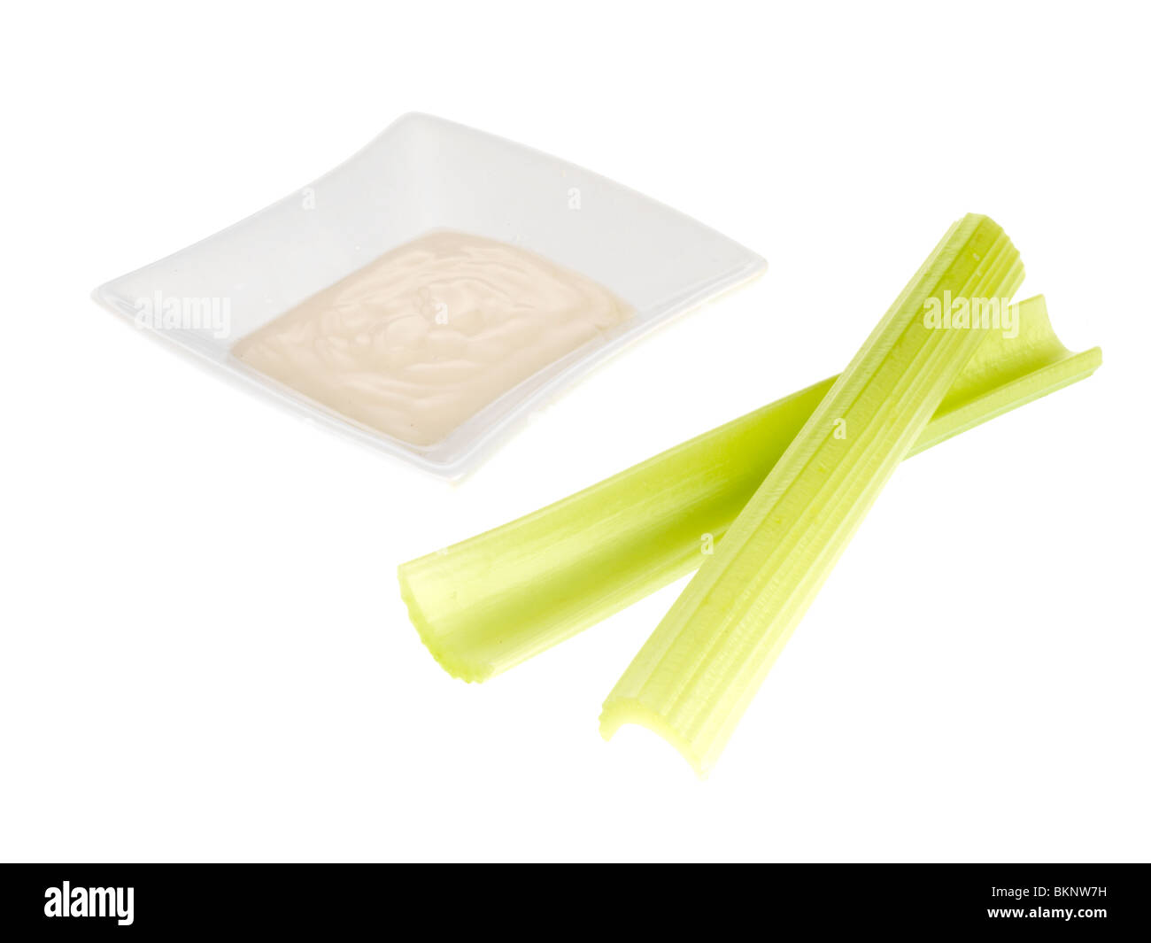 Celery Sticks with Blue Cheese Dip Stock Photo