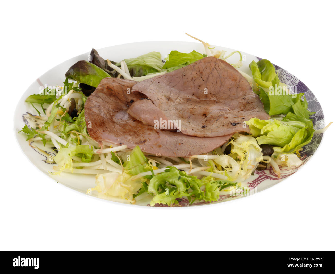 Roast Beef with Mung Bean Sprout Salad Stock Photo