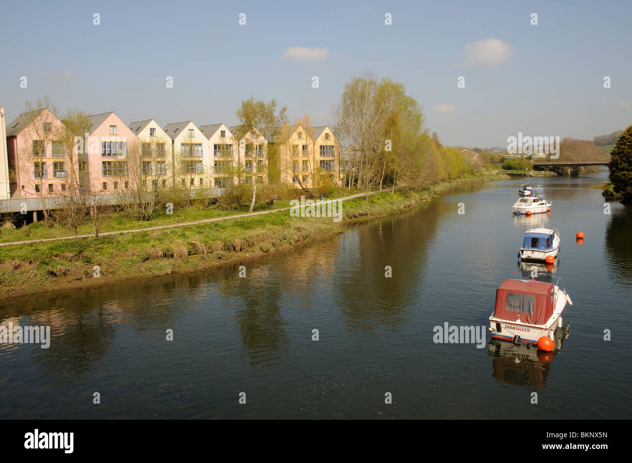 River facing properties on the River Dart at Totnes south Devon England
