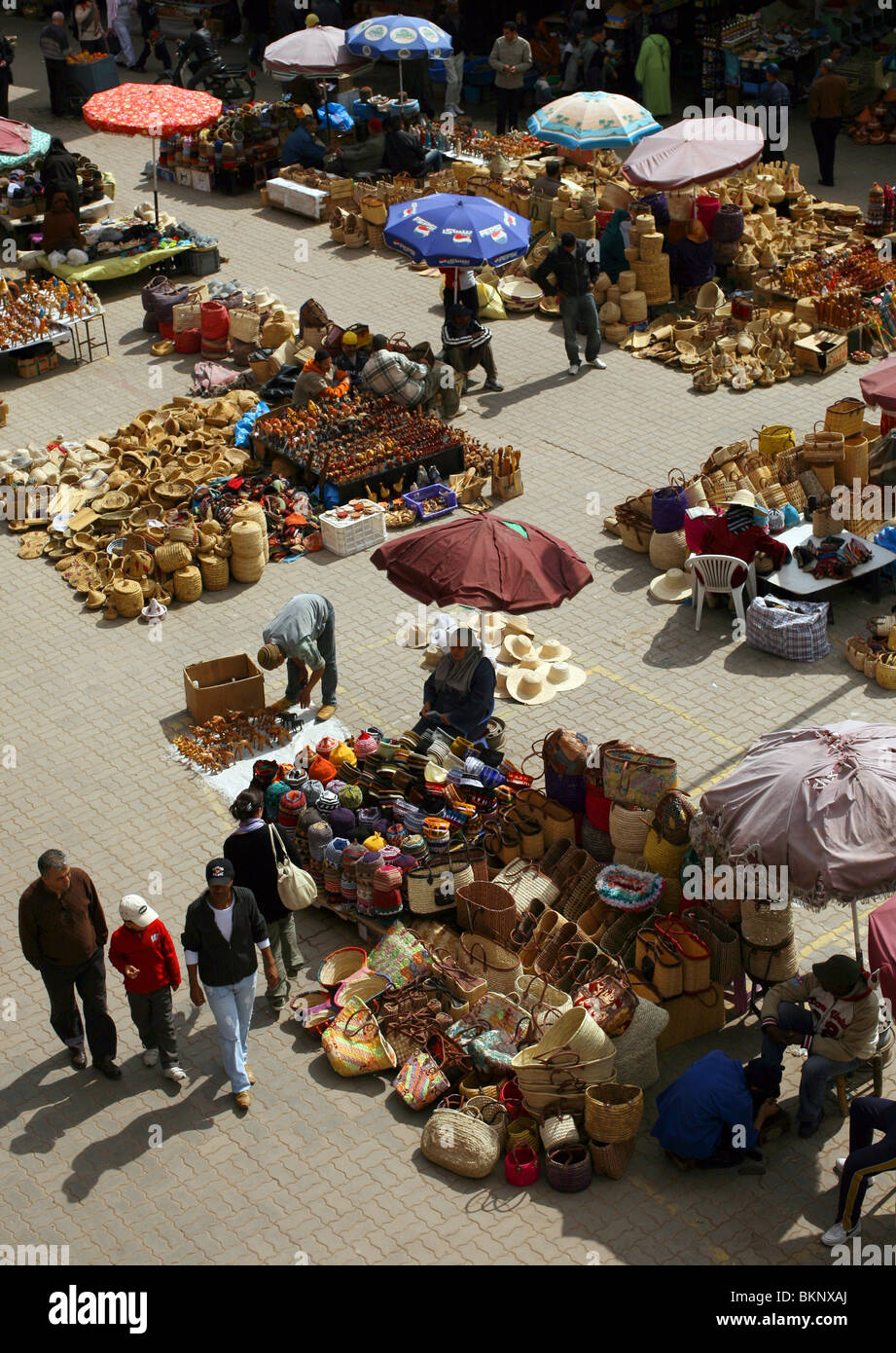 Stall holders and street vendors pictured in the Souk of Marrakesh in Morocco. Stock Photo