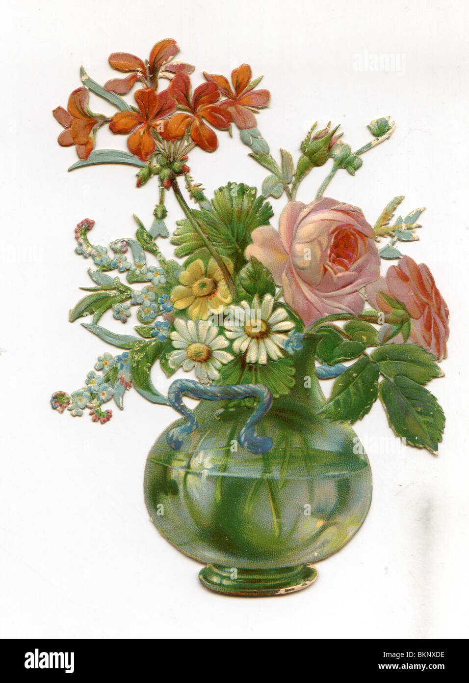 Pink Roses and Daisy in a Vase Stock Photo Alamy