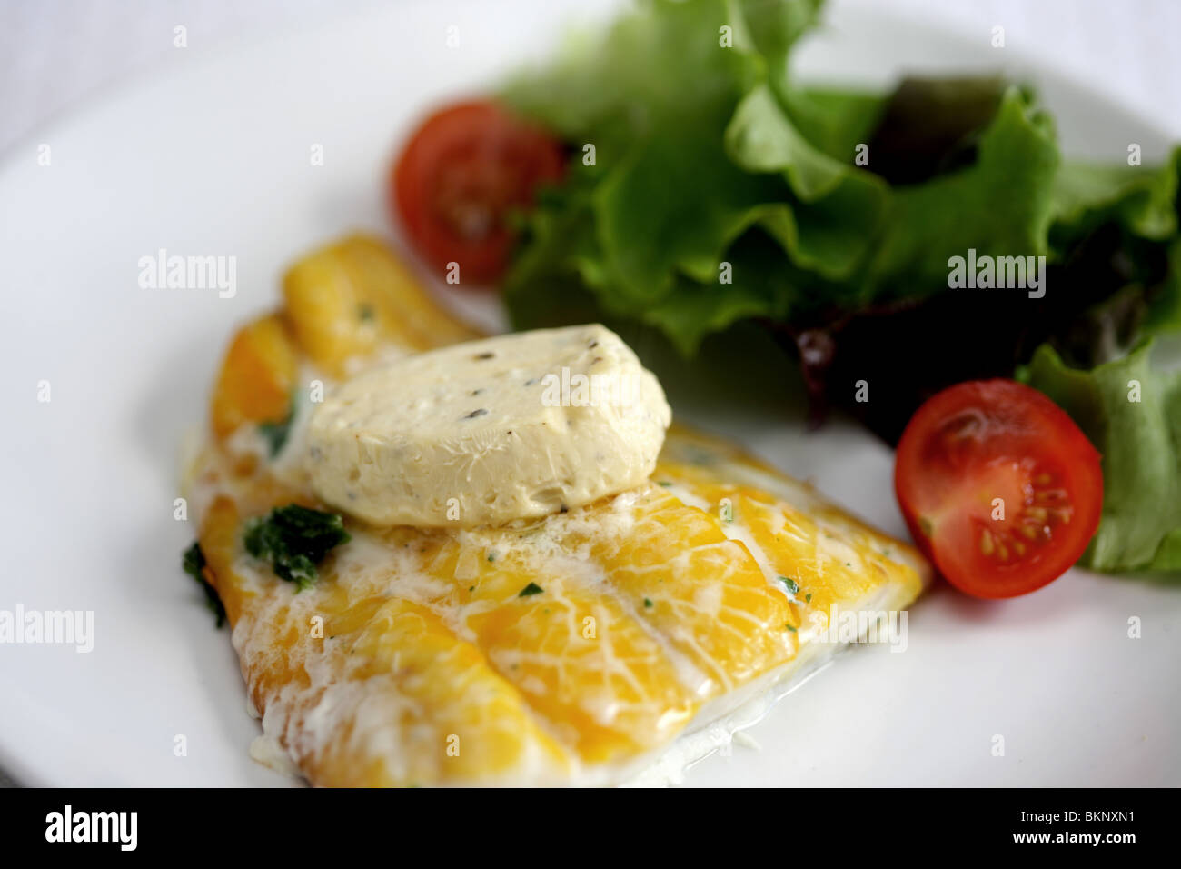 Smoked Haddock and Salad Stock Photo Alamy