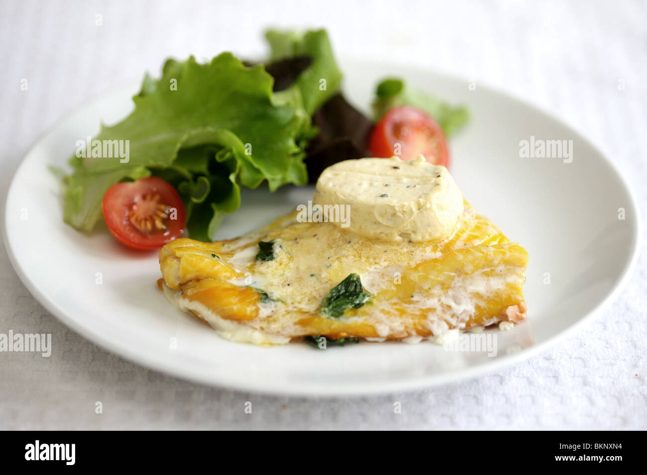 Smoked Haddock and Salad Stock Photo Alamy