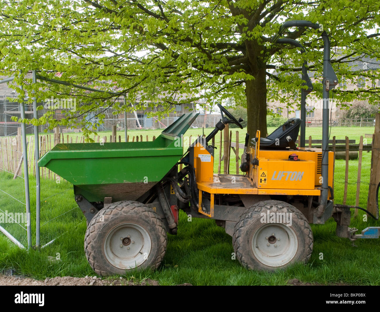 A small Lifton Dumper, parked under a tree in Derbyshire England UK Stock Photo