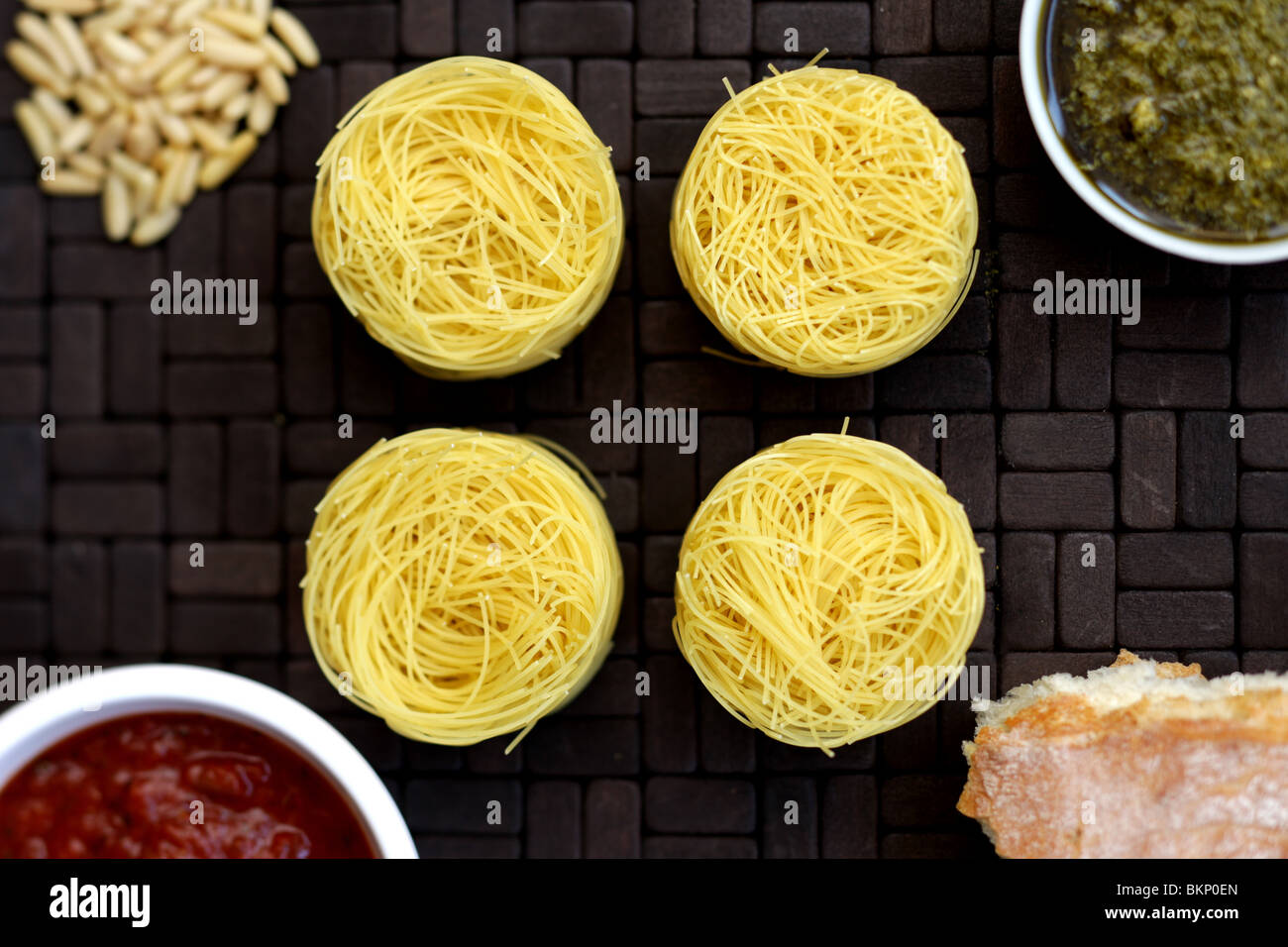 Authentic Healthy Dry Italian Style Vermicelli Pasta Nests With Pesto