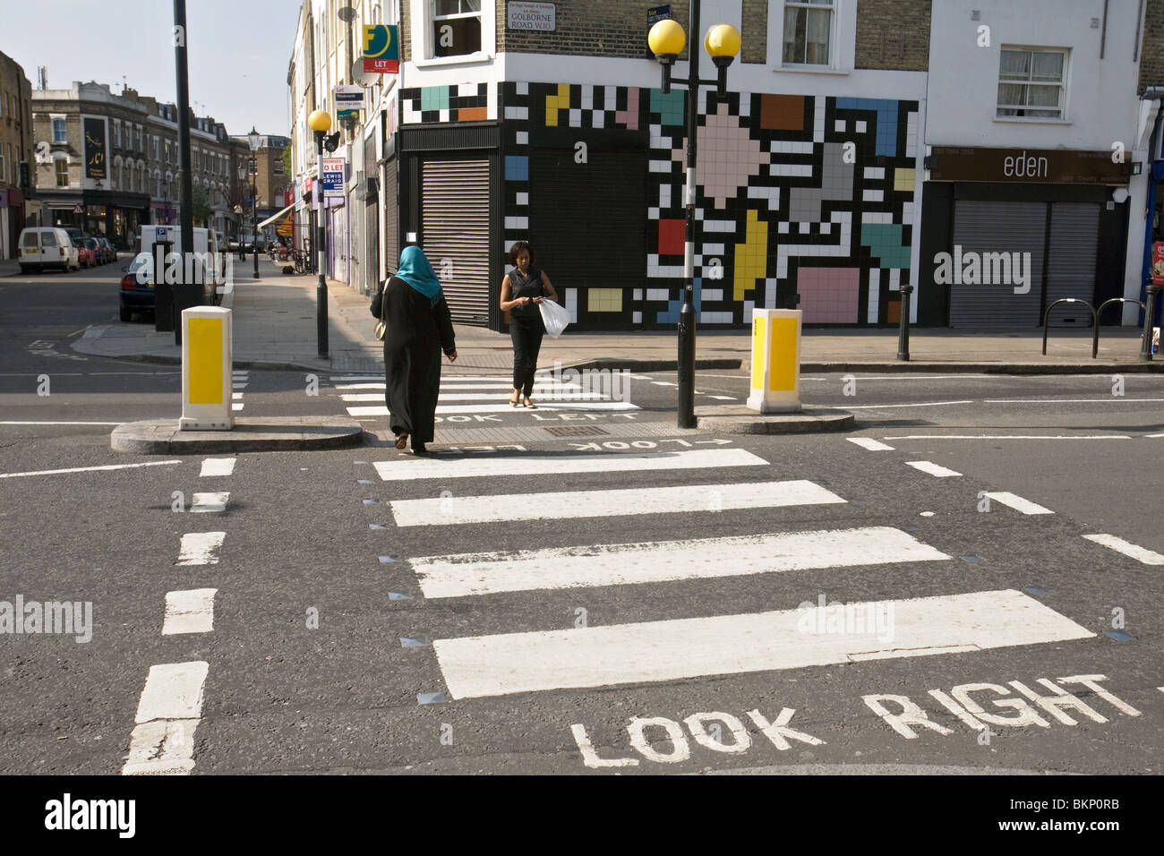 a zebra crossing in golborne road in west london Stock Photo Alamy