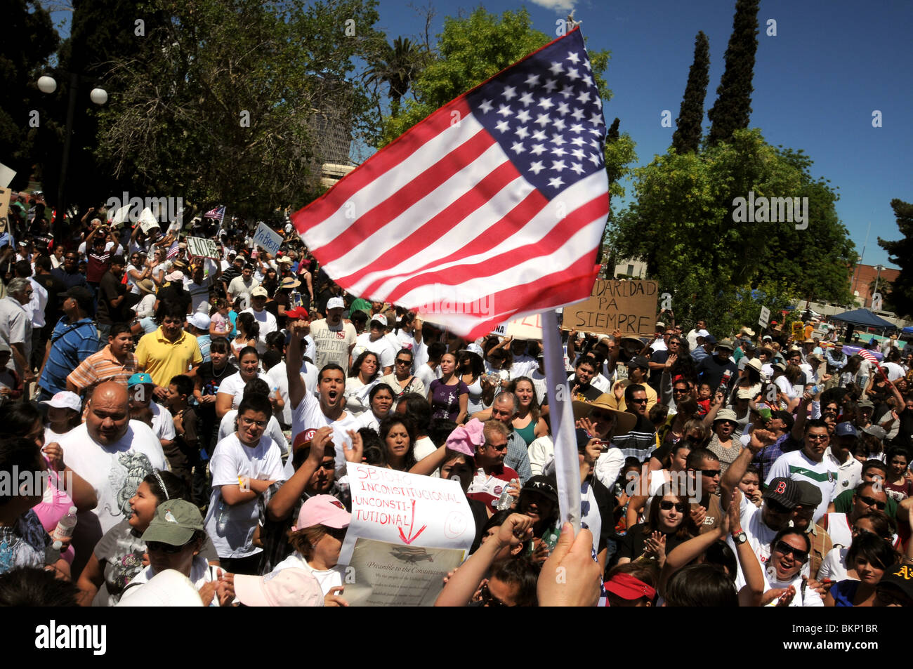 La Gran Marcha on May 1, 2010, in Tucson, Arizona, USA, protesting the bill SB1070 that targets illegal immigration. Stock Photo
