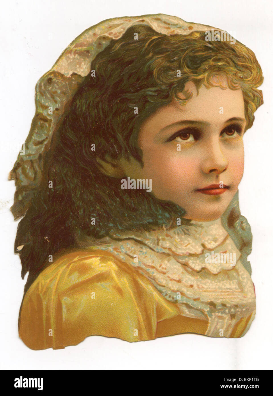 Portrait of a Young Girl in Lace Veil Stock Photo