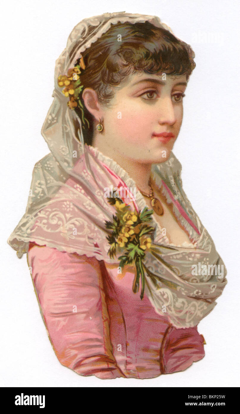 Portrait of a Lady in Lace Veil Stock Photo - Alamy