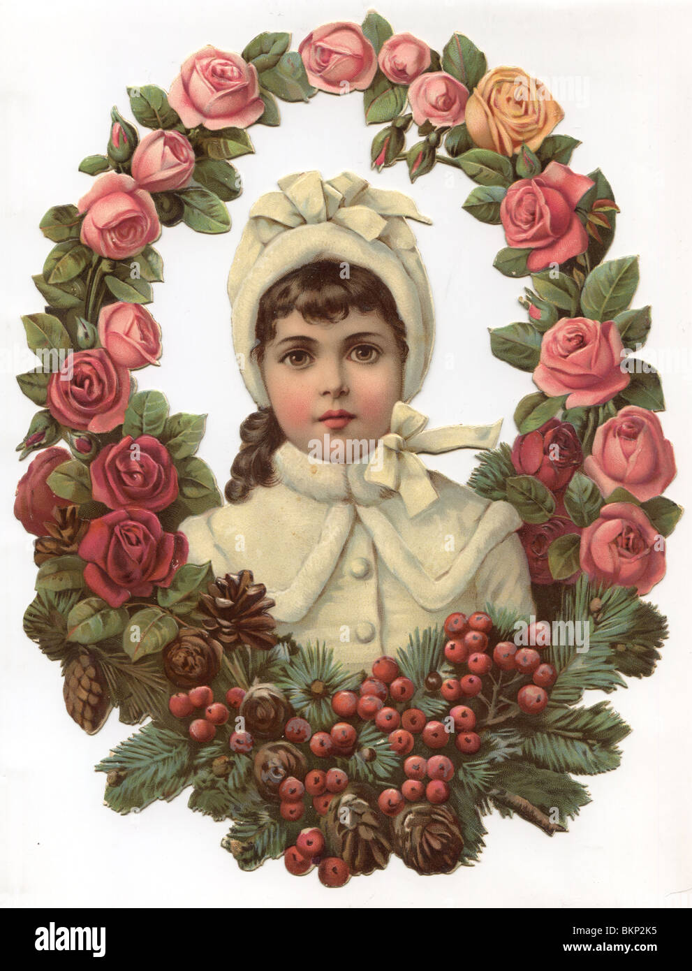 Young Girl Surrounded by Red and Pink Roses Stock Photo - Alamy