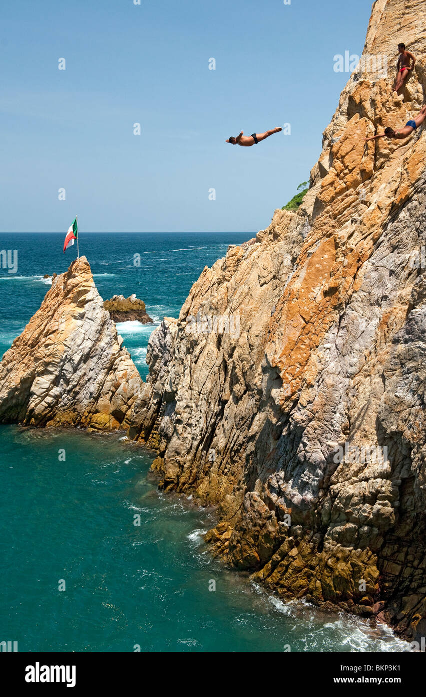 La Quebrada Cliff Divers in Acapulco, Mexico Stock Photo
