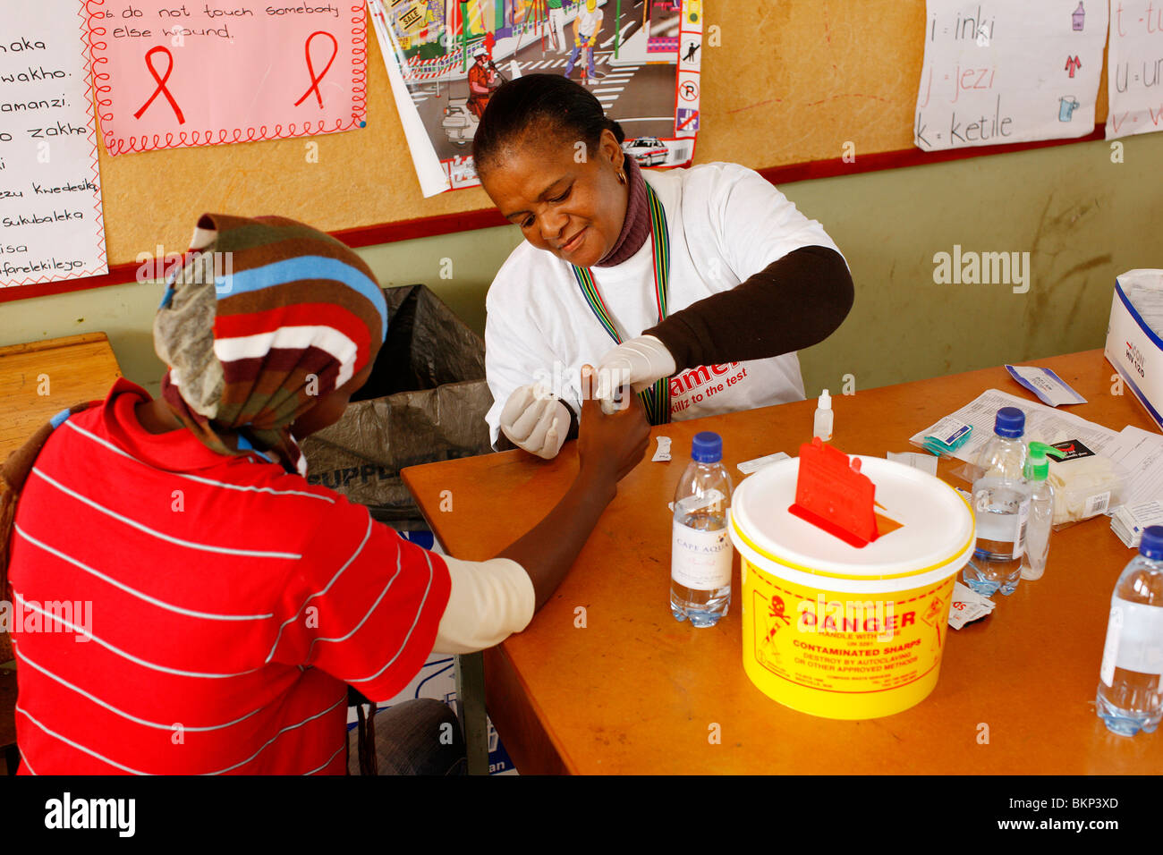 HIV testing station in Township Stock Photo