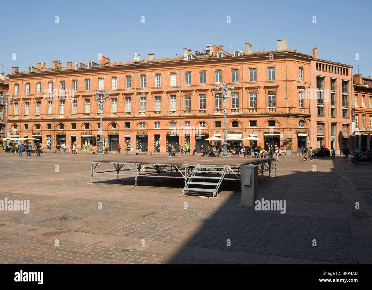 The Beautiful Architecture in Place du Capitole [Capital Square] with Shops and Office Buildings Toulouse Haute-Garonne France Stock Photo