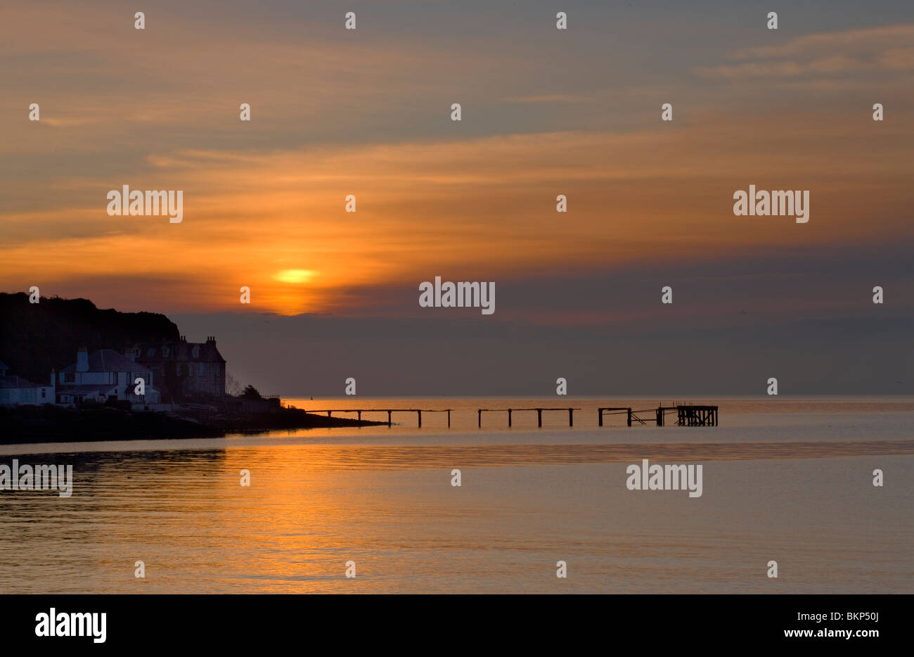 Aberdour pier at sunrise Stock Photo