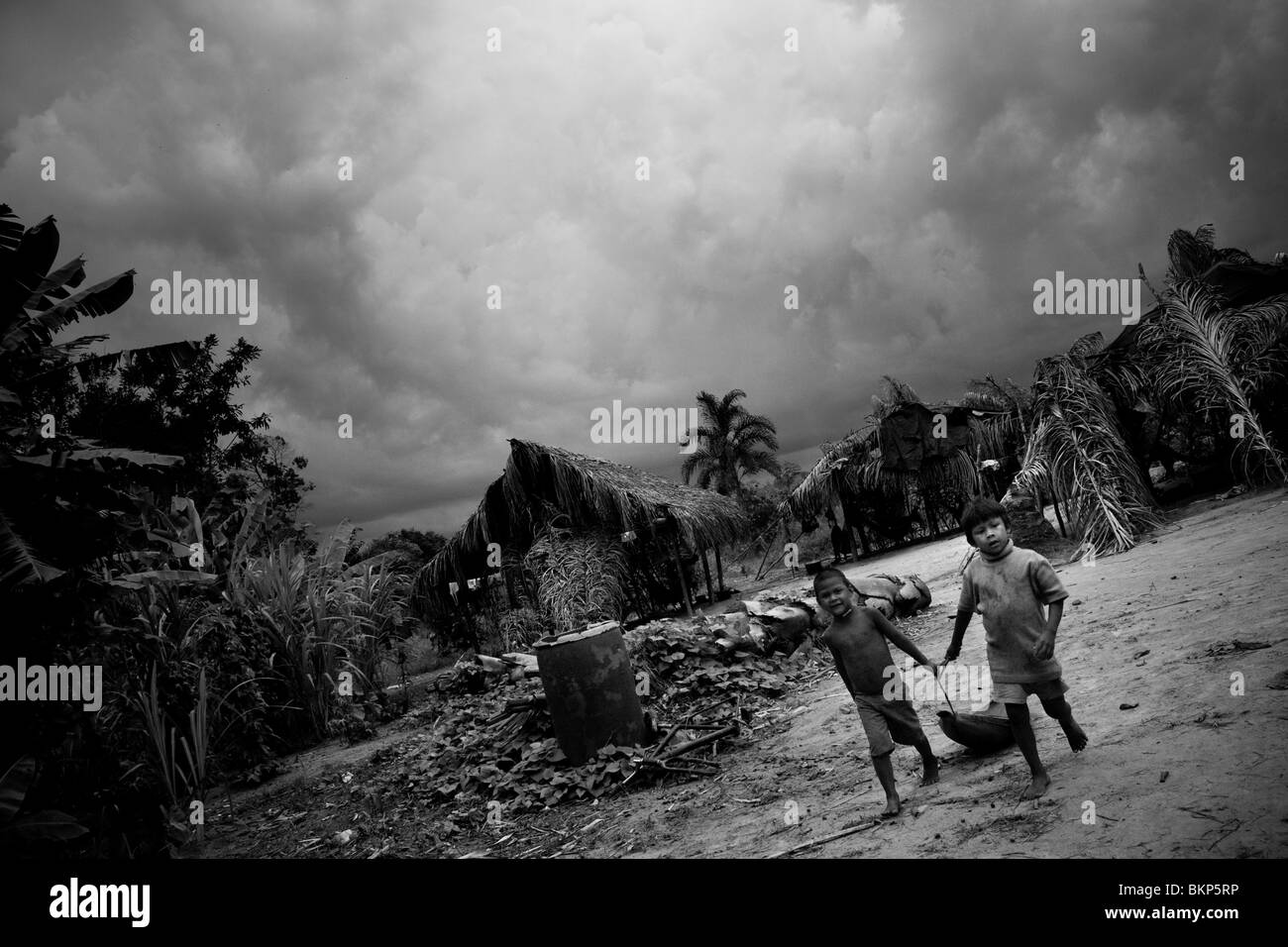 The Nukak people live in a refugee camp close to San Jose del Guaviare, Colombia. Stock Photo