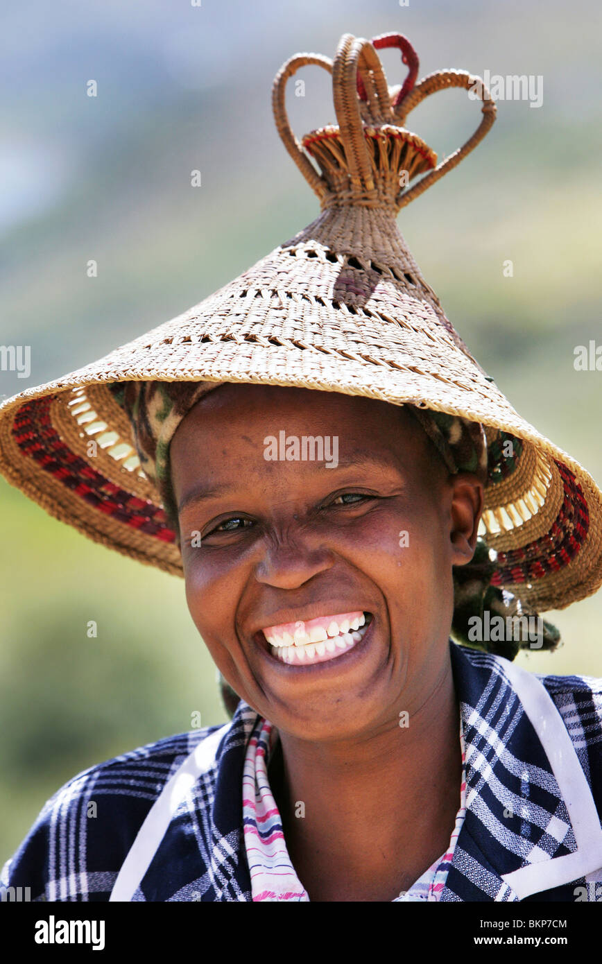 Woman Wearing Traditional Basotho Hat Lesotho Maseru Stock Photo Alamy