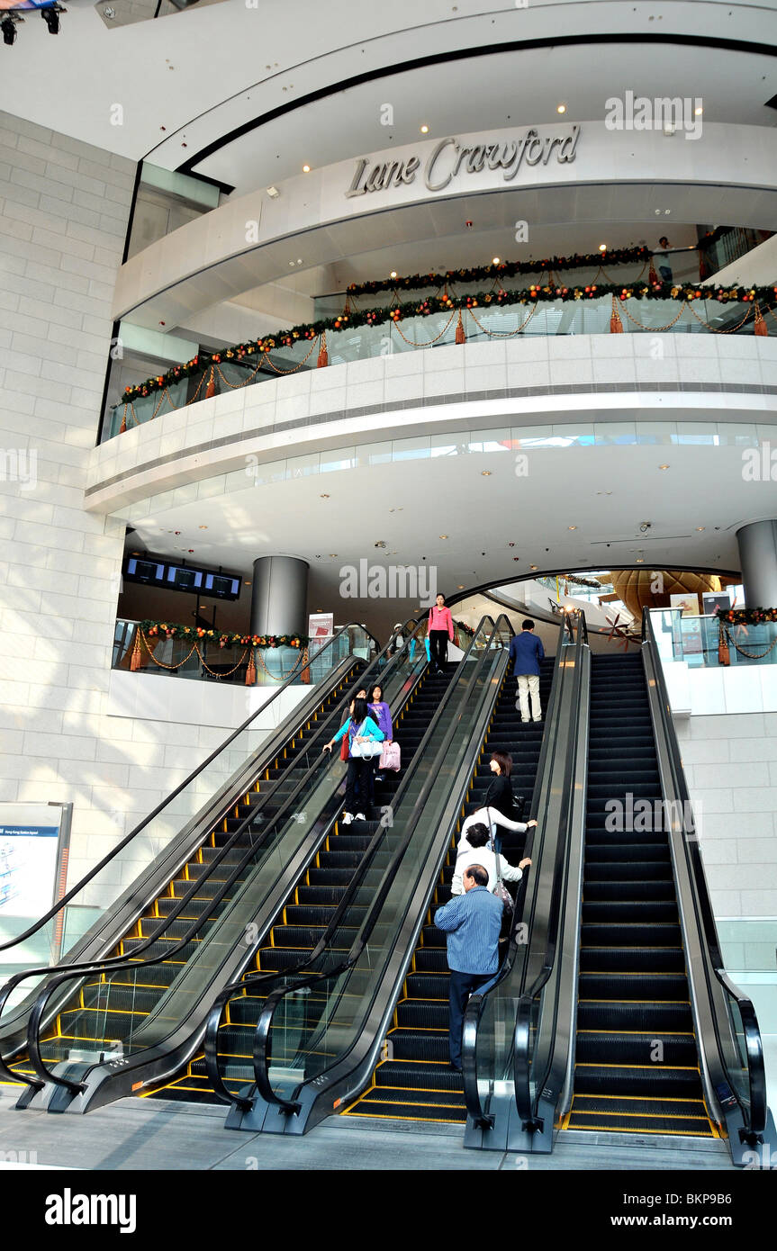 escalator, IFC tower, Hong Kong island, China Stock Photo