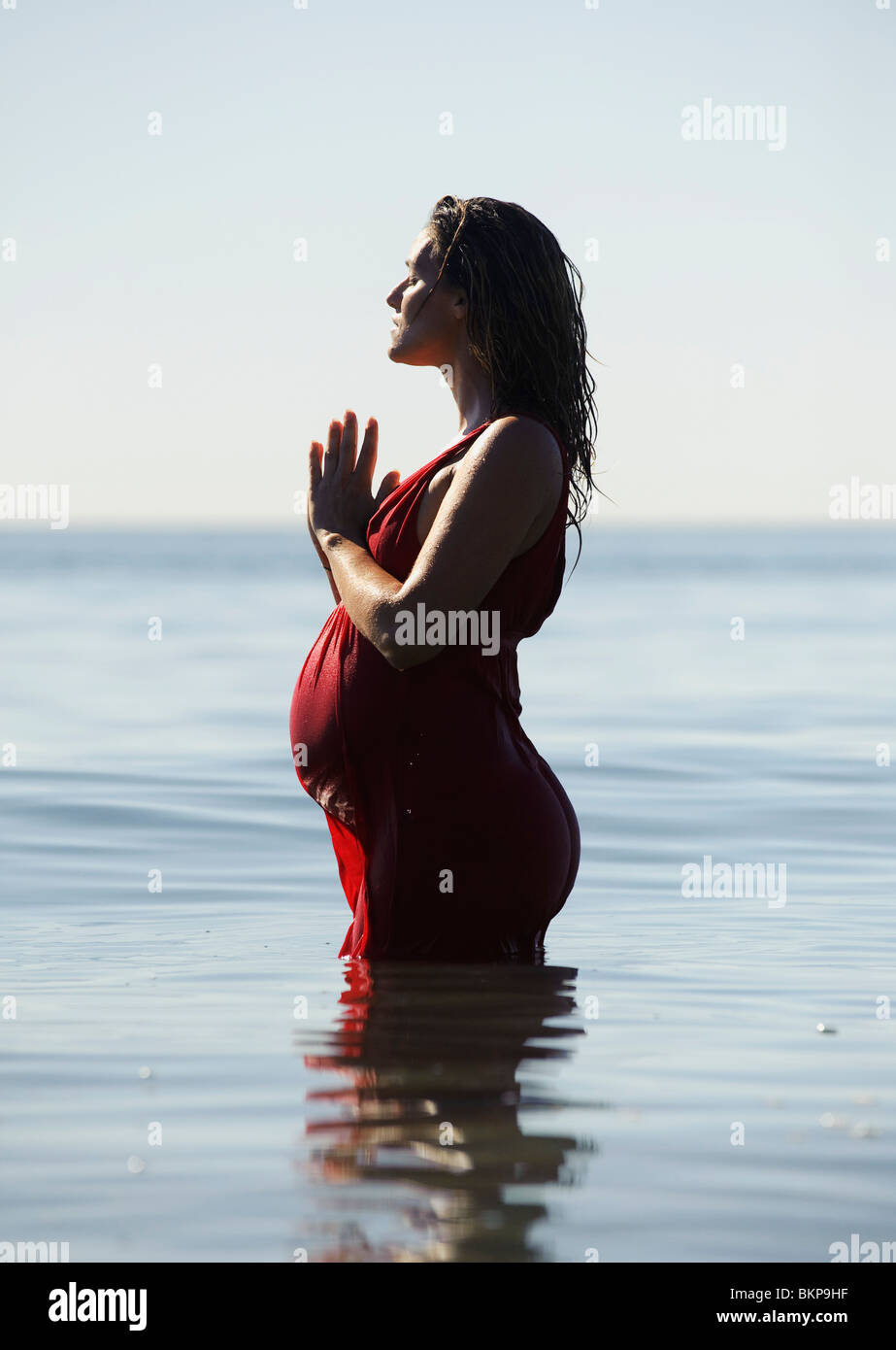 A Pregnant Woman In The Ocean Stock Photo Alamy