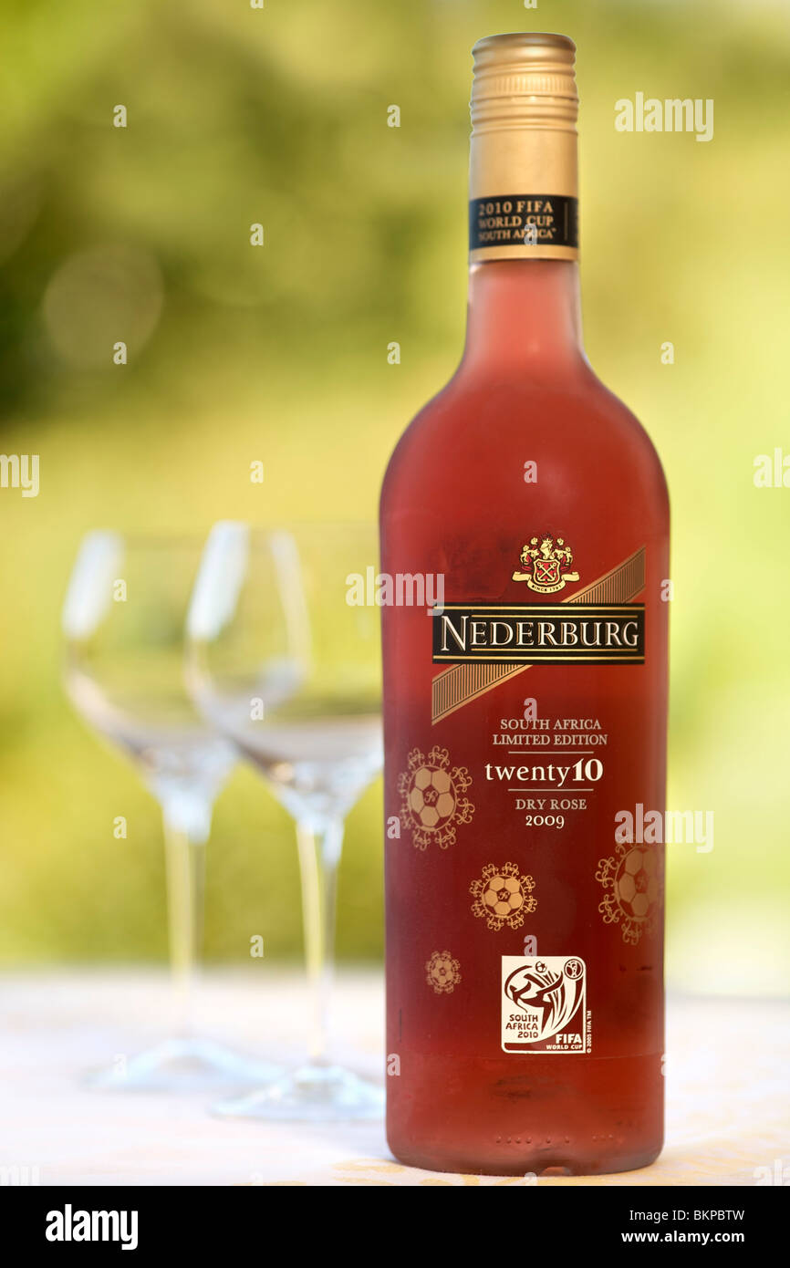 Bottle of limited edition Twenty 10 Dry Rosé 2009 from the Nederburg estate in Paarl. Stock Photo
