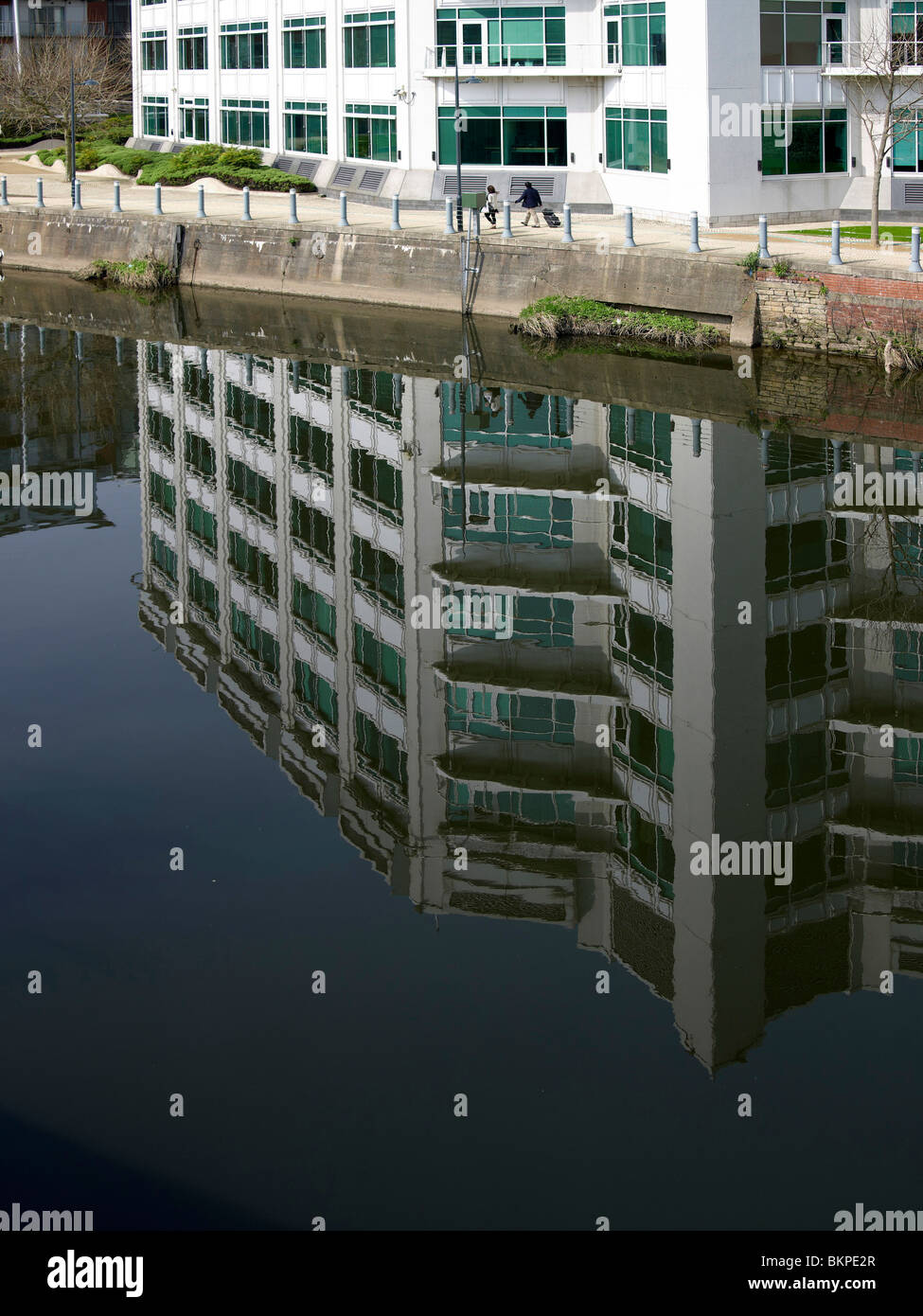 Whitehall Riverside R Net Office buildings reflected in the River Aire, Whitehall Riverside ...