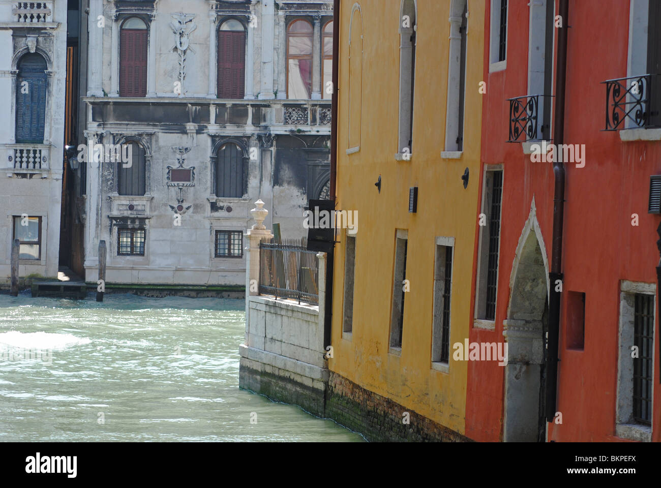 Colorful houses and the Grand Canal, Venice, Italy Stock Photo