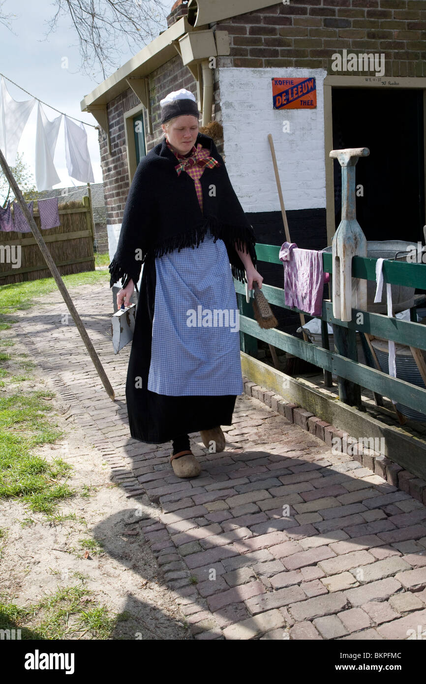 People re-enacting life in Urk village, Zuiderzee museum, Enkhuizen, netherlands Stock Photo