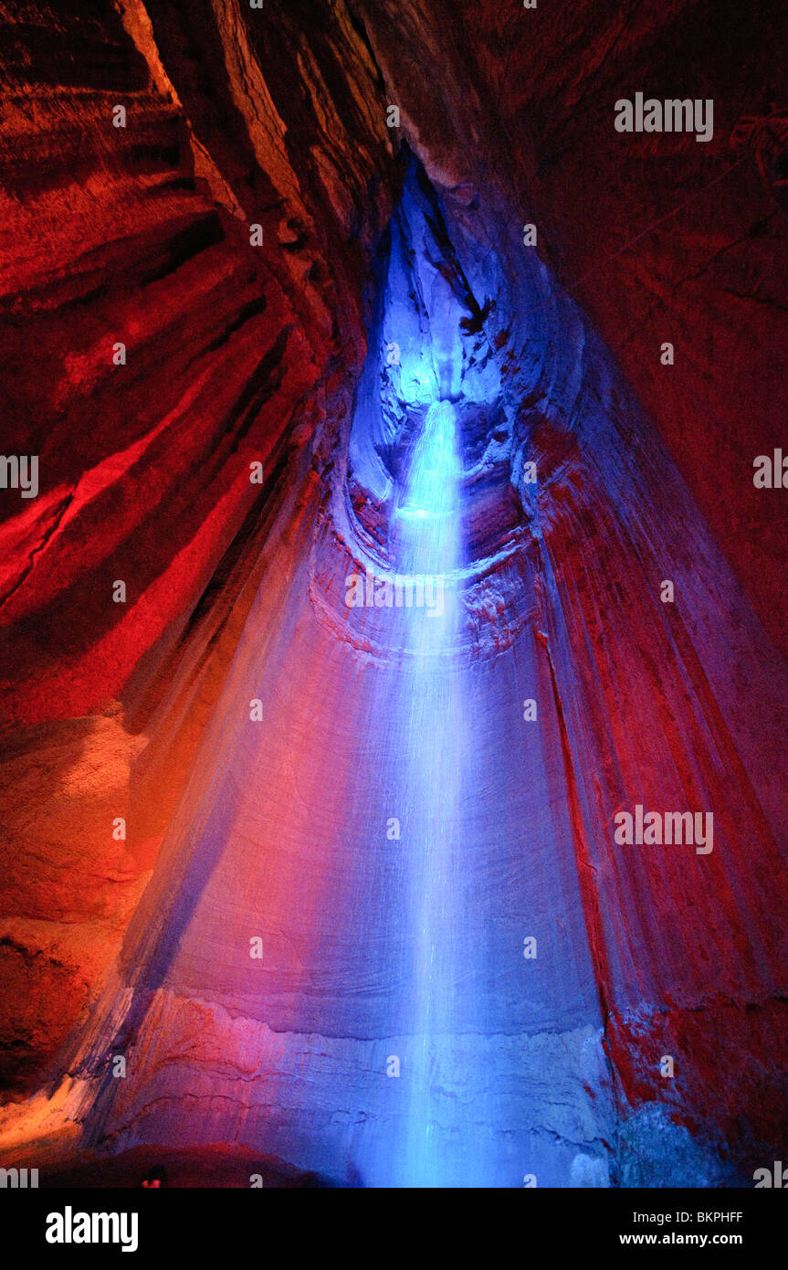 Ruby Falls, a famous underground limestone cave tourist attraction in