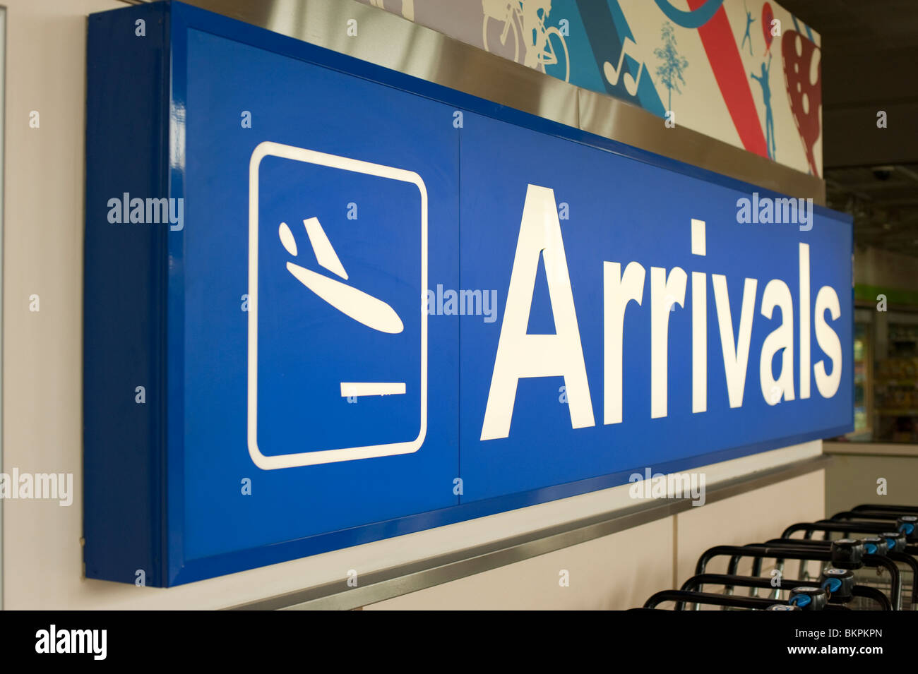 Airport flight arrivals sign Stock Photo