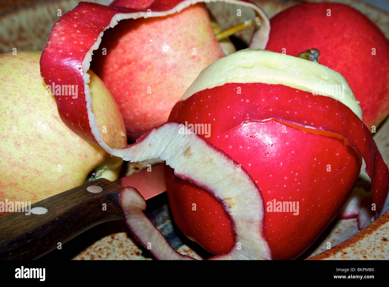 Peeled Gala apples for cooking Stock Photo Alamy