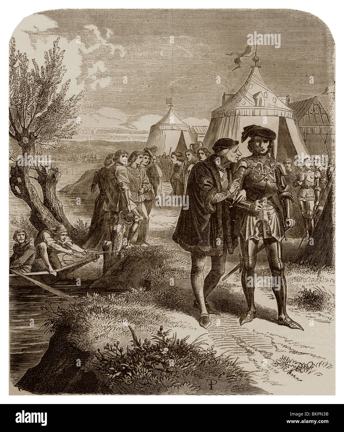 In September, 1465, in Conflans-l' Archevêque, meeting of Louis XI of France and Charles the Bold. Stock Photo