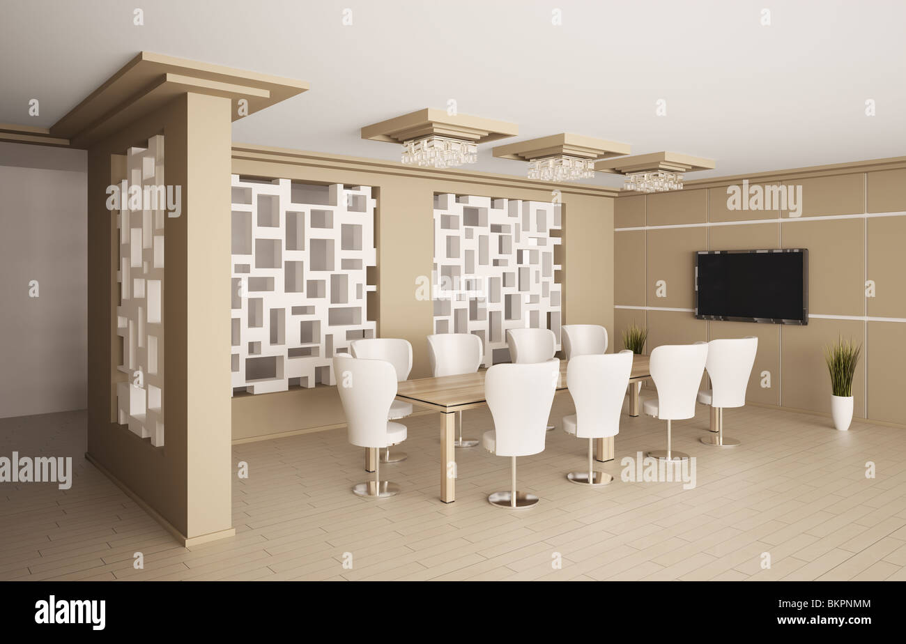 Modern boardroom with lcd interior 3d render Stock Photo - Alamy